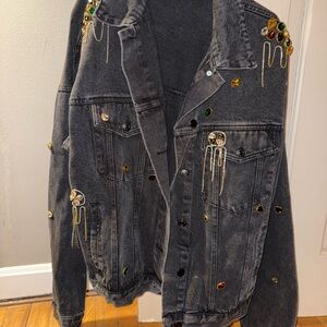 12th Tribe picasso denim jeweled jacket